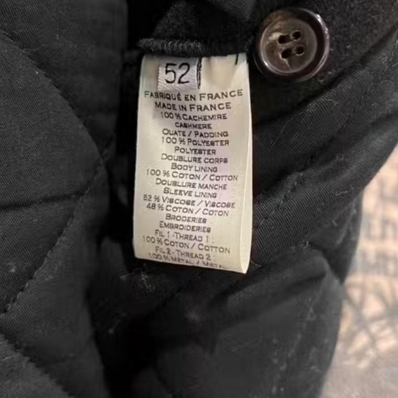 NWOT Men's Balmain Cashmere Quilted Double Breasted Pea Coat Jacket 52 50 48 - Picture 5 of 6